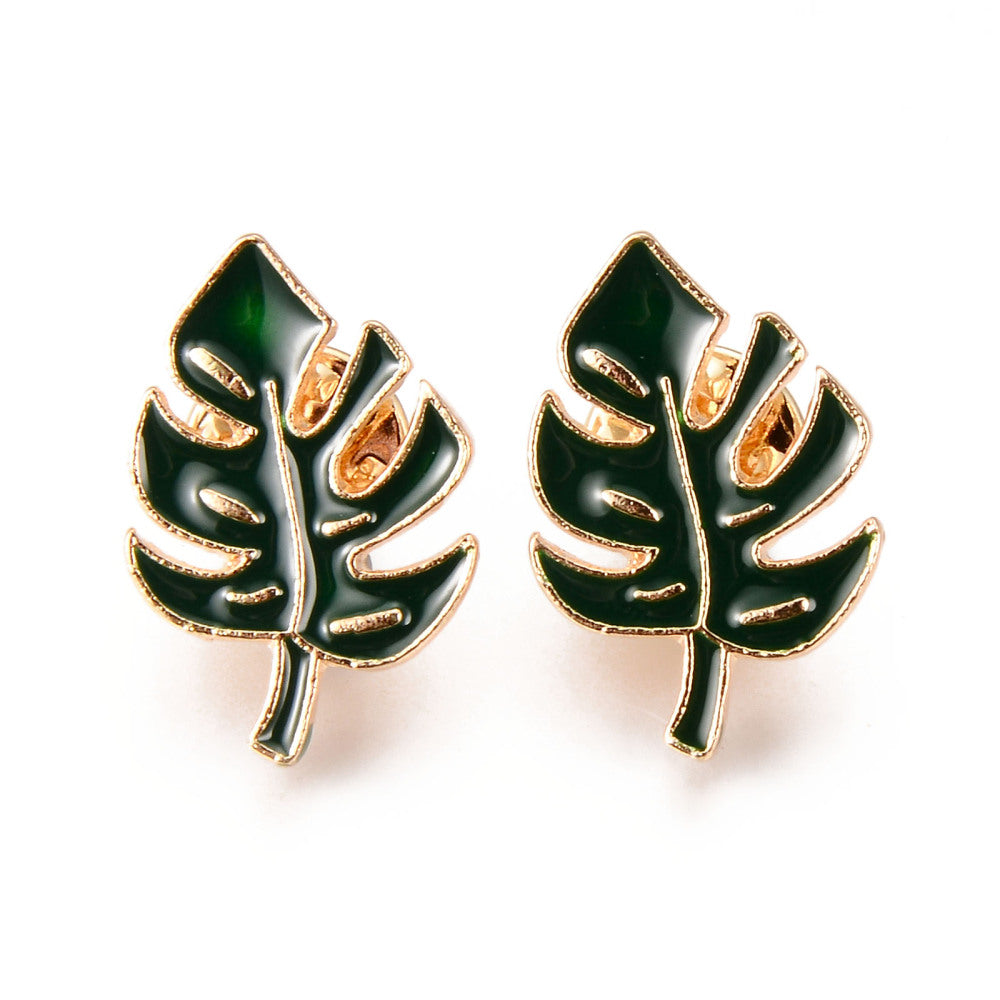 Green leaf enamel pin