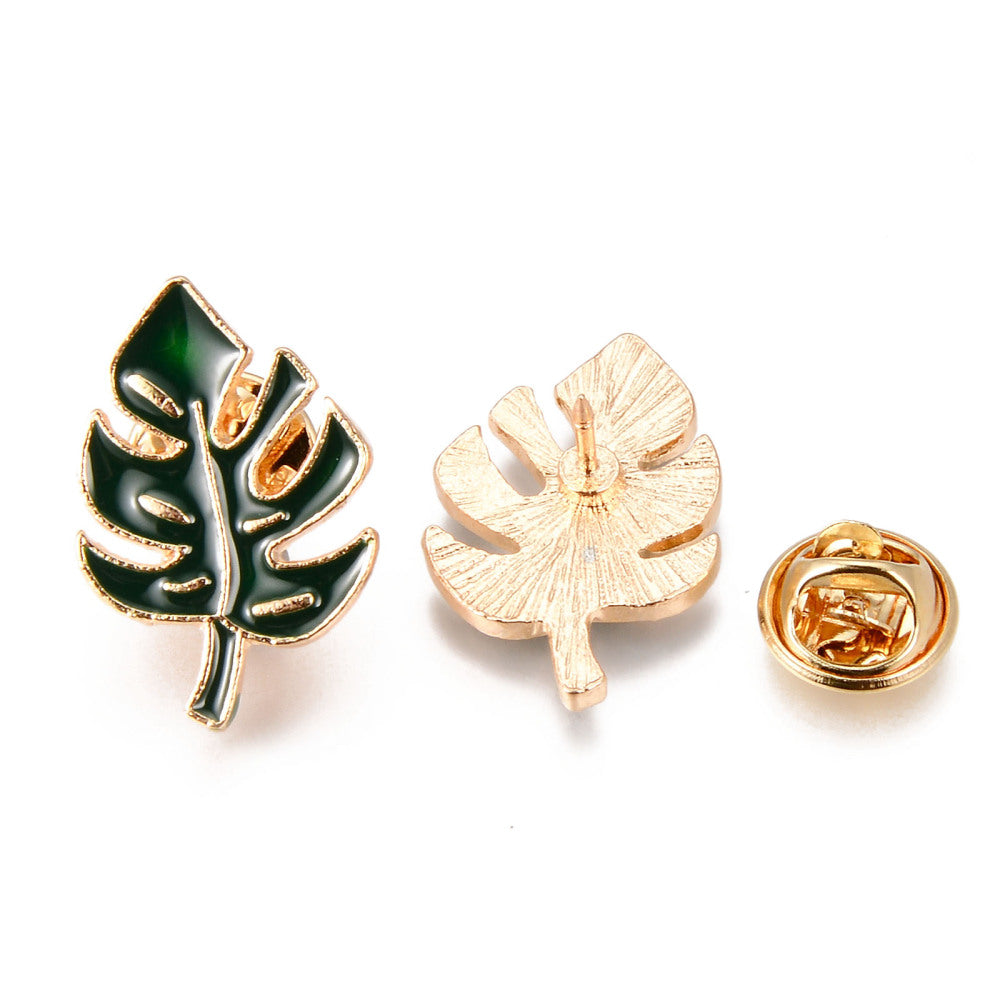 Green leaf enamel pin