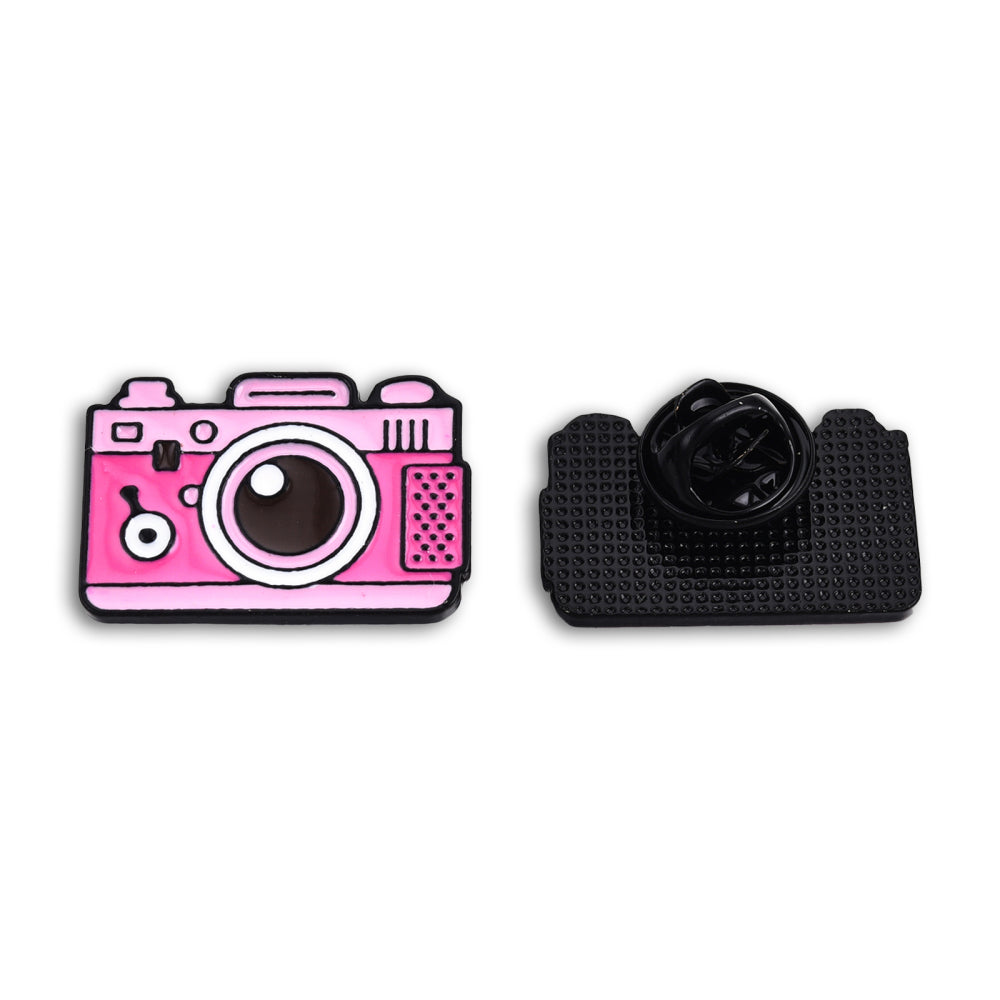 Pink camera enamel pin