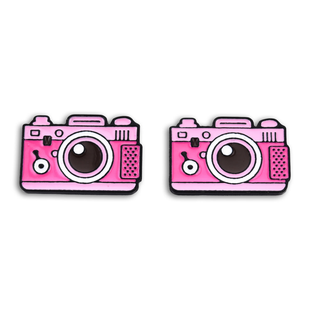 Pink camera enamel pin