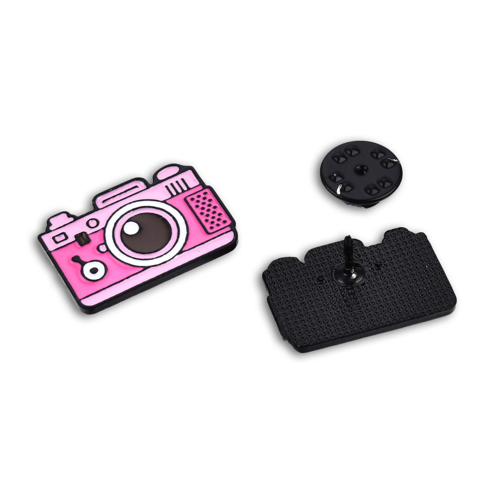 Pink camera enamel pin