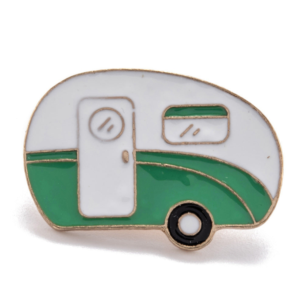 Vintage green caravan enamel pin