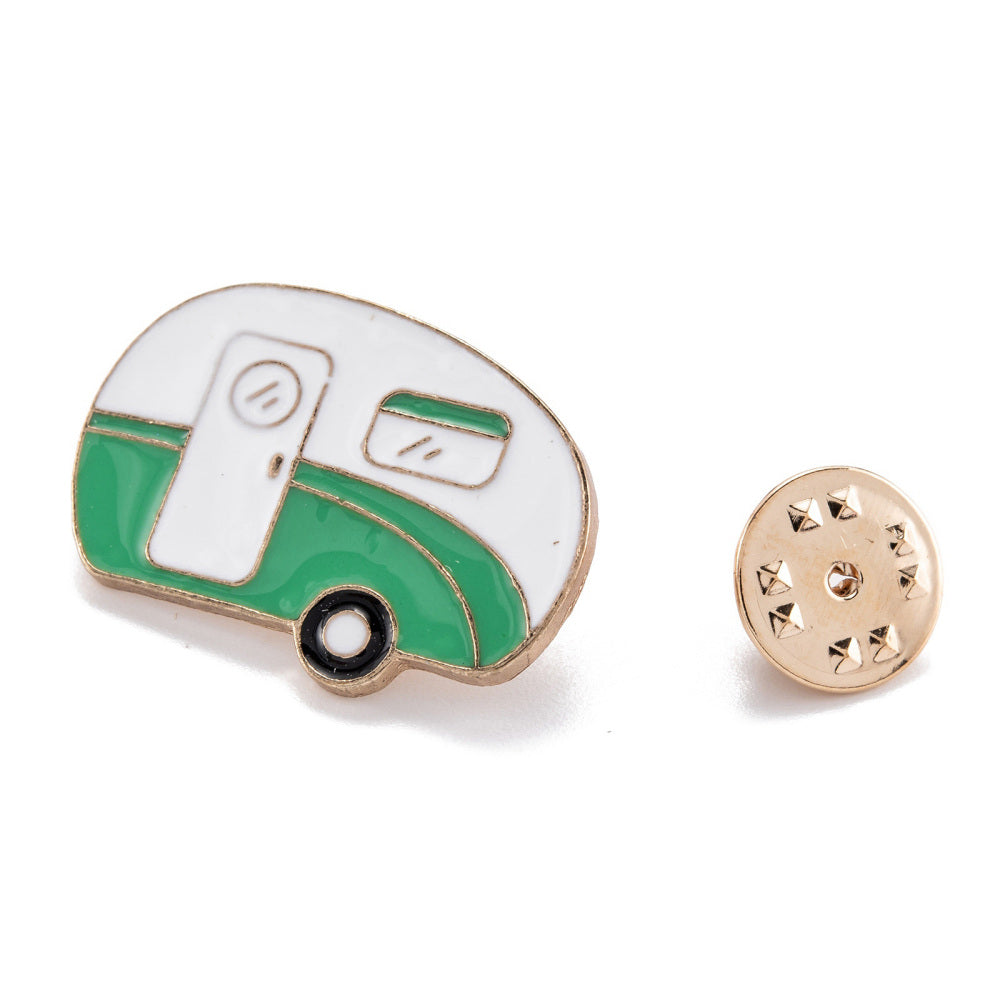 Vintage green caravan enamel pin