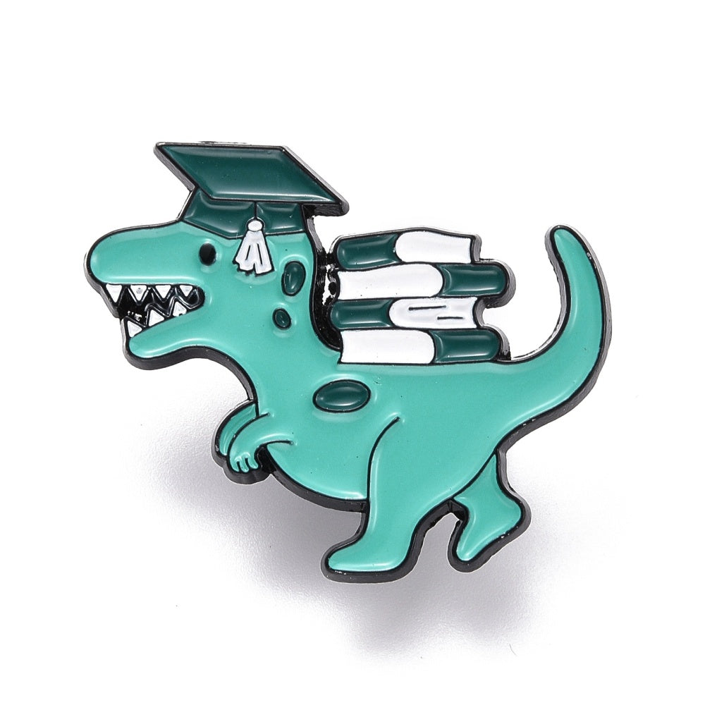 School dinosaur enamel pin