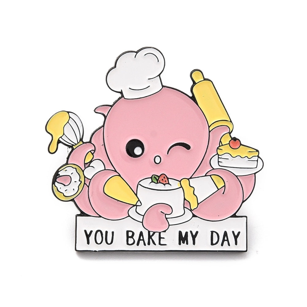 'You bake my day' octopus enamel pin