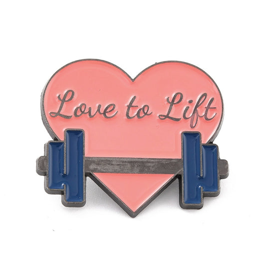 'Love to lift' heart enamel pin