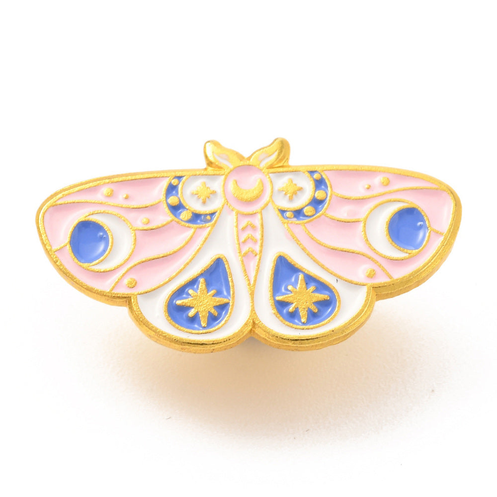 Light pink butterfly moth enamel pin