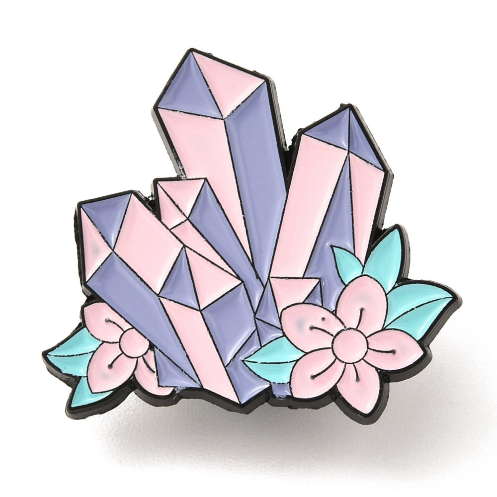 Crystal enamel pins