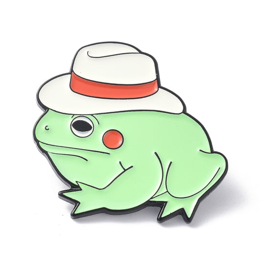 Frog wearing a hat enamel pin