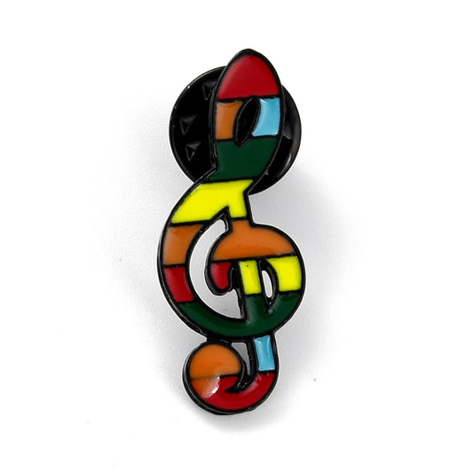 Multi coloured music note enamel pin