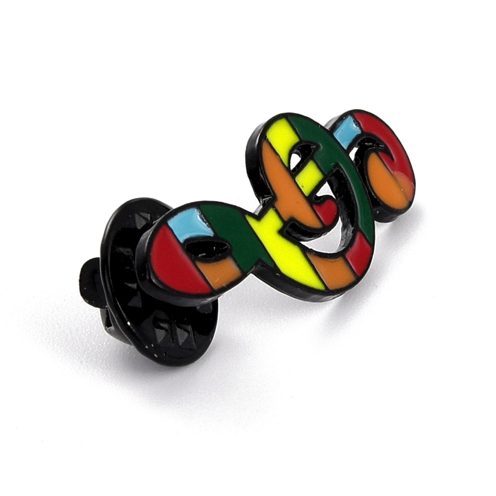 Multi coloured music note enamel pin