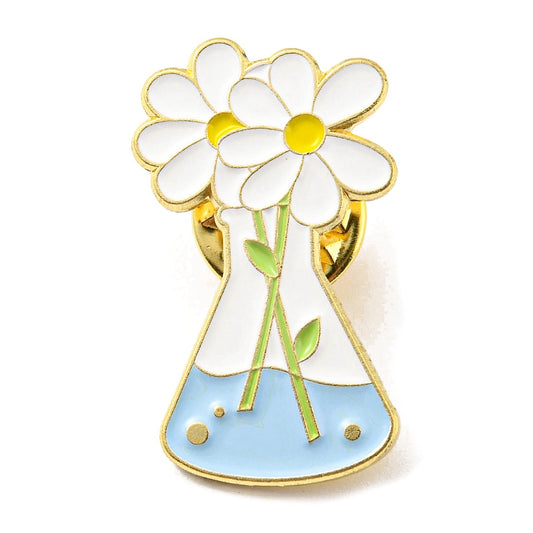 Flower beaker enamel pin