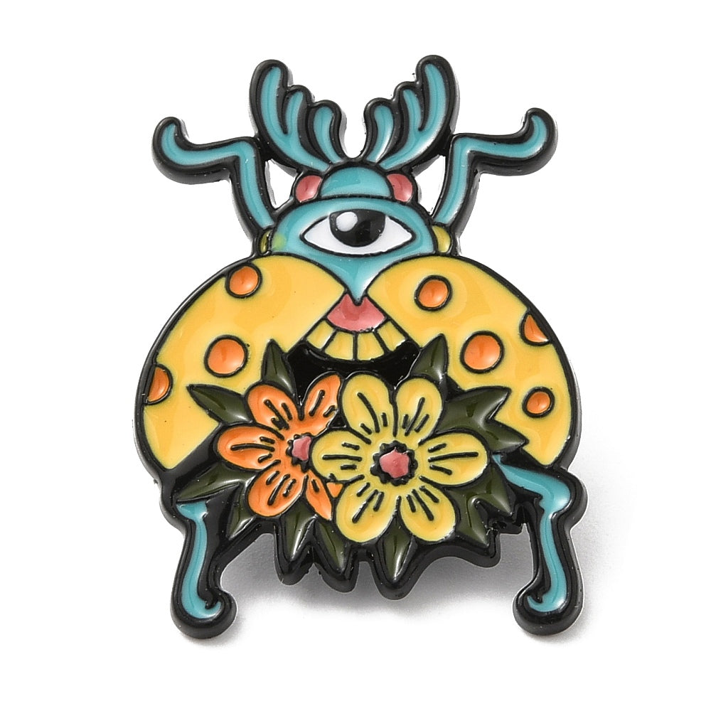 Yellow beetle enamel pin