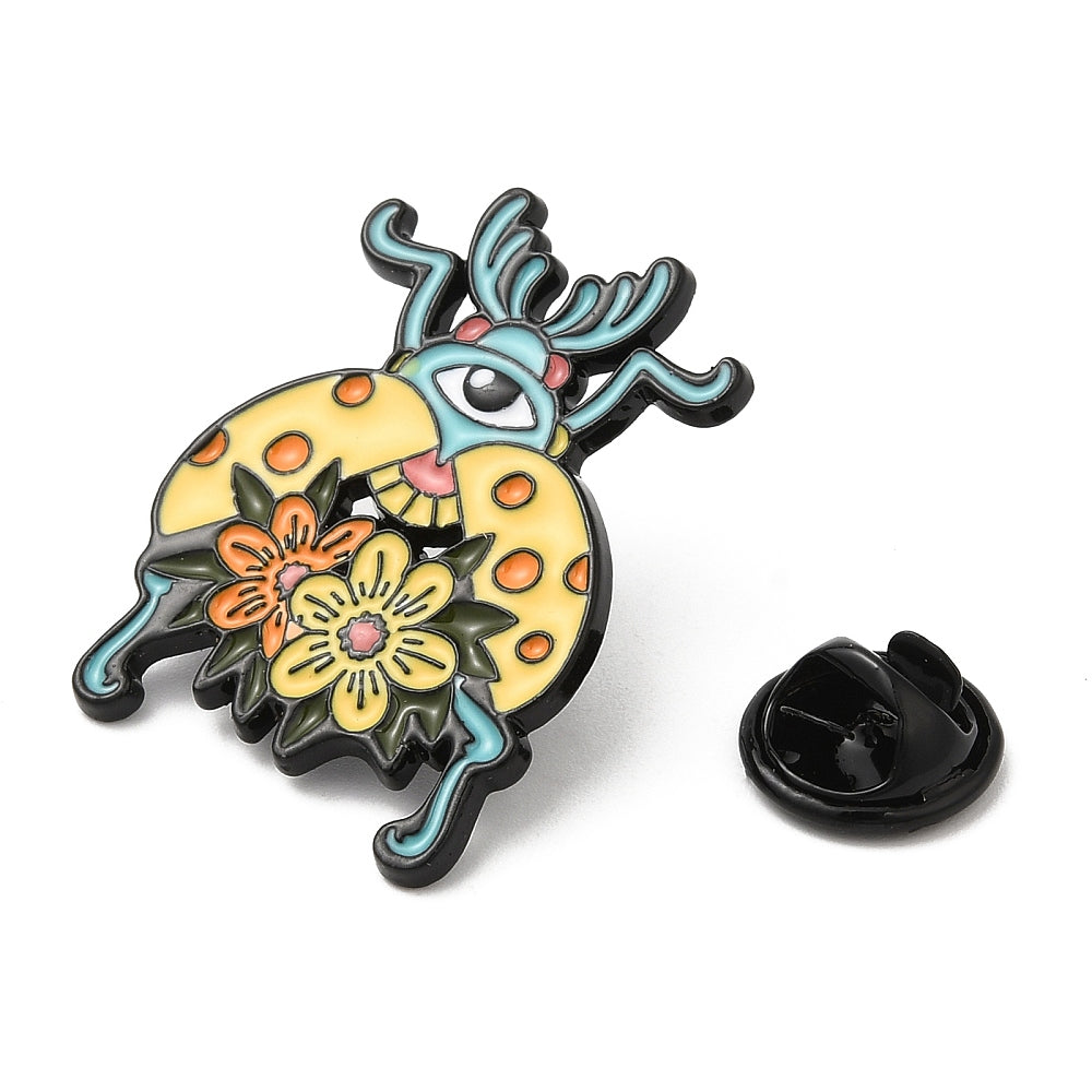 Yellow beetle enamel pin