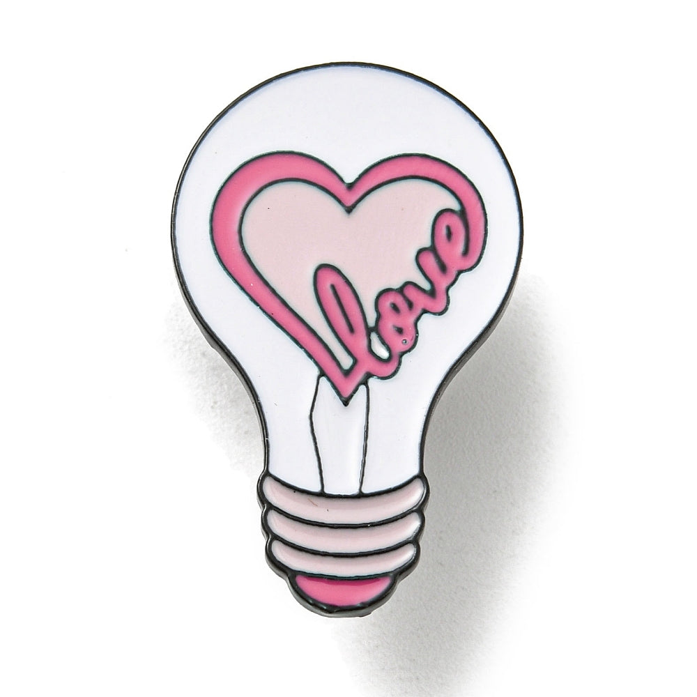 Pink love lightbulb enamel pin