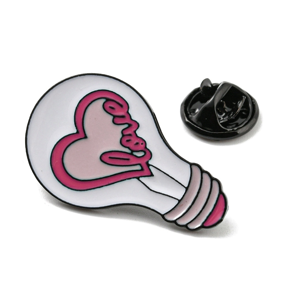 Pink love lightbulb enamel pin