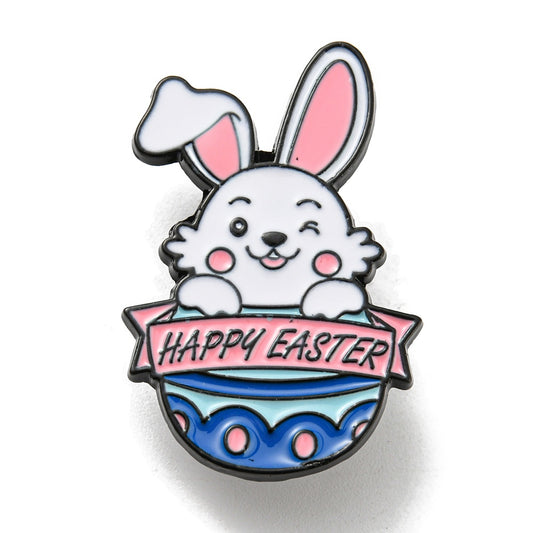 Happy Easter bunny rabbit enamel pin