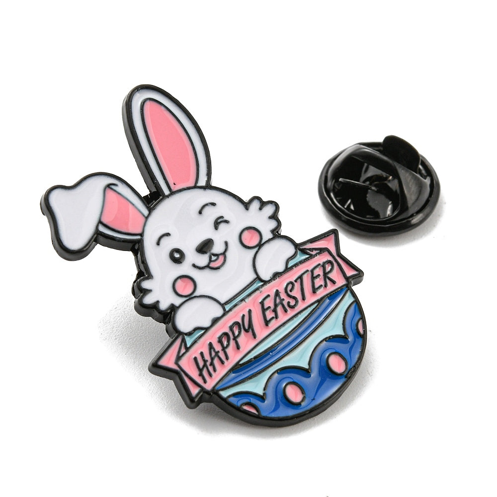 Happy Easter bunny rabbit enamel pin