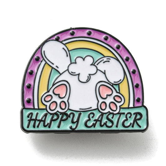 Happy Easter bunny rabbit butt enamel pin