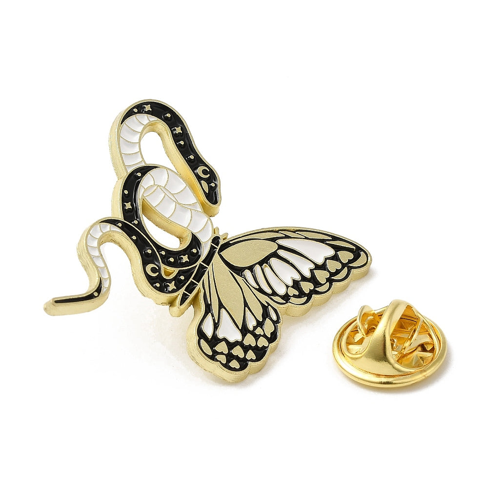 Snake butterfly enamel pin