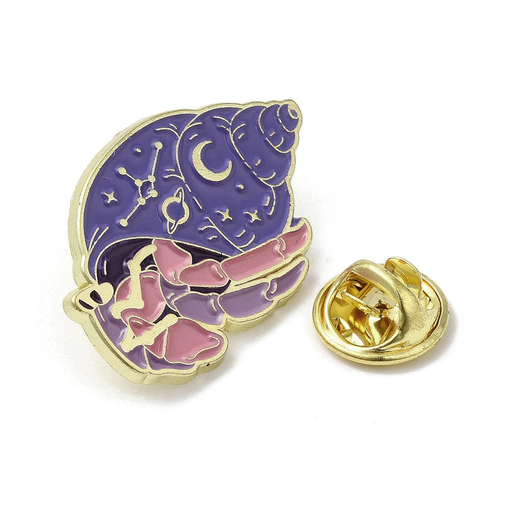 Purple sea shell enamel pin