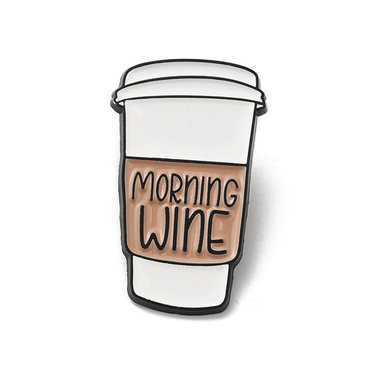 'Morning wine' coffee enamel pin