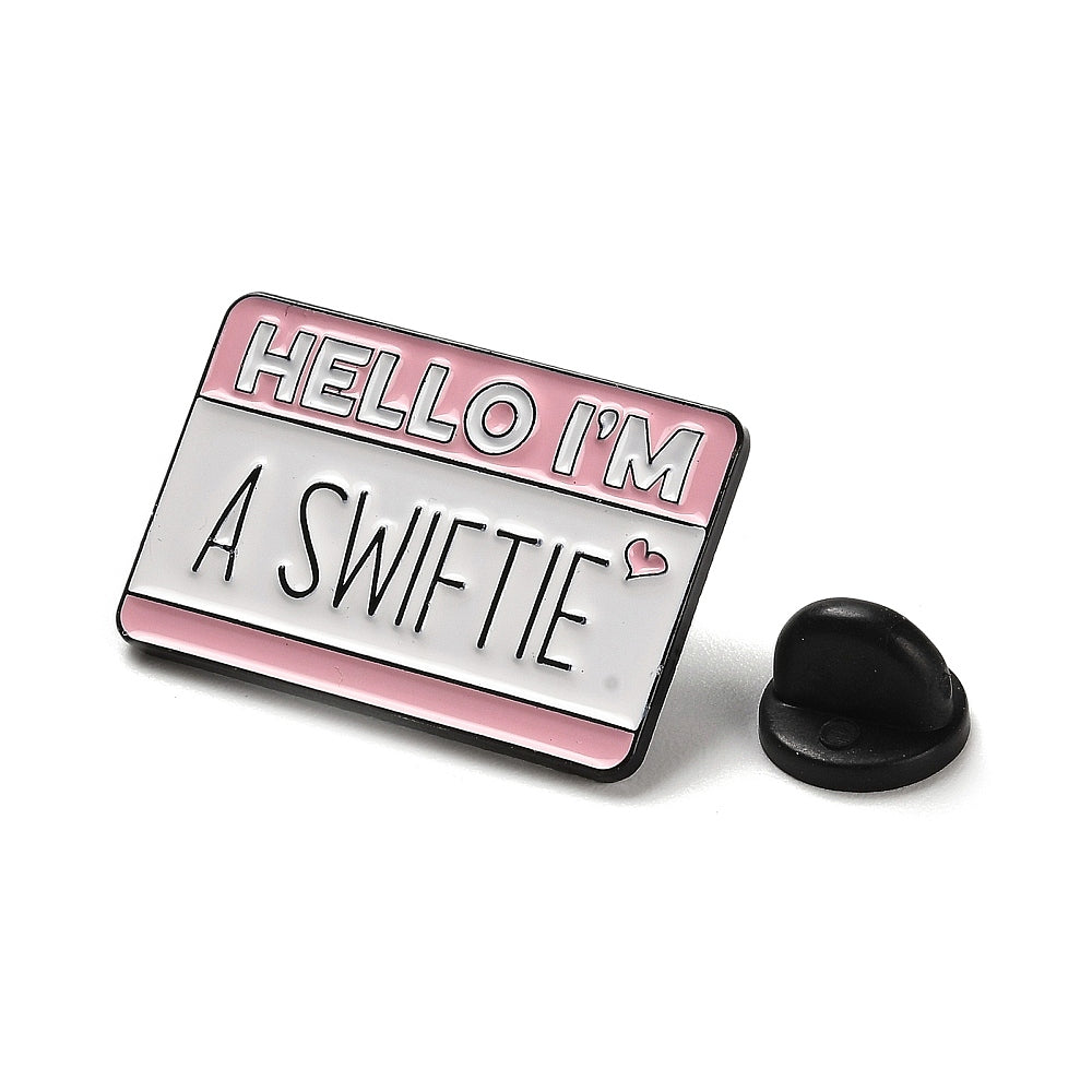 'Hello I'm a swiftie' enamel pin