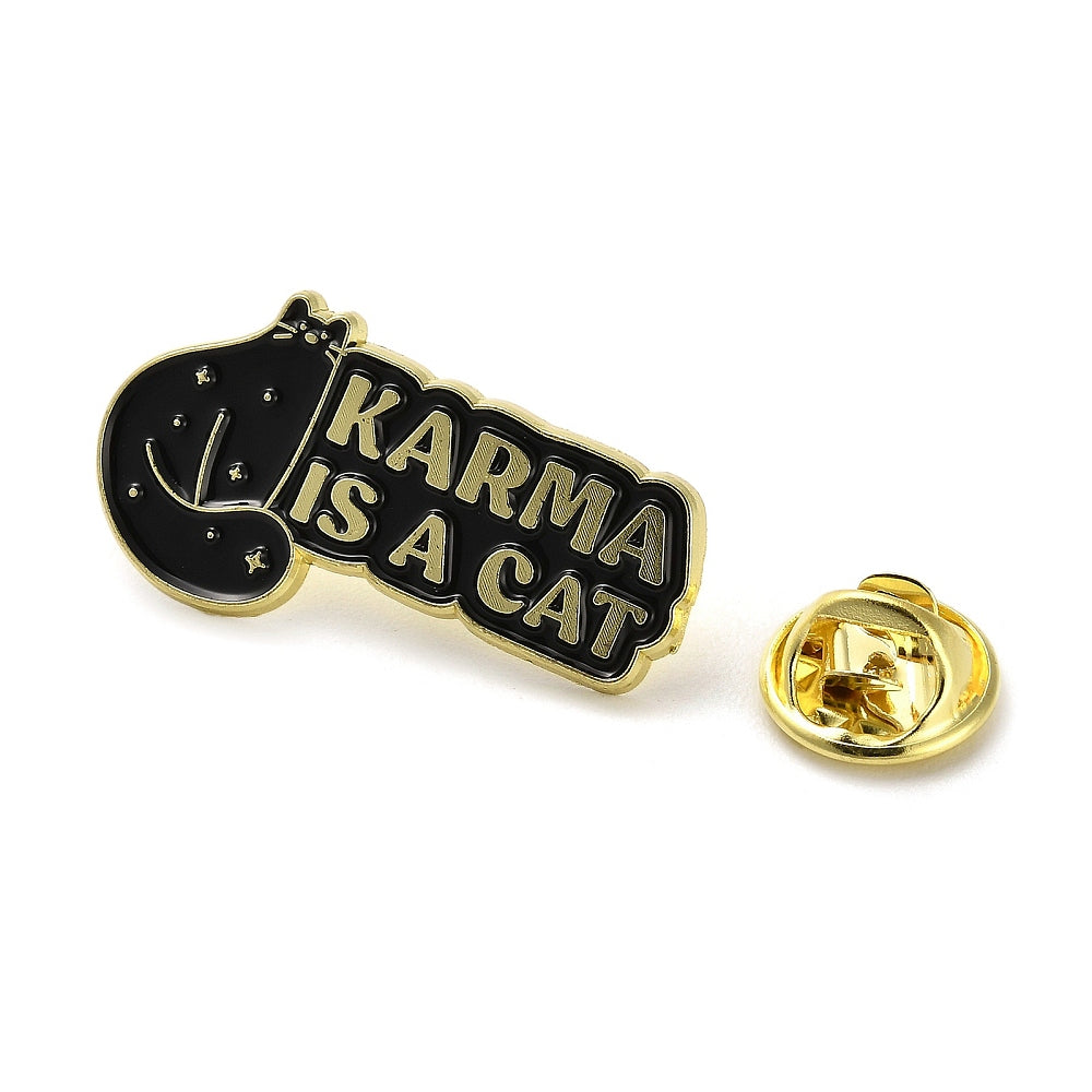 'Karma is a cat' enamel pin