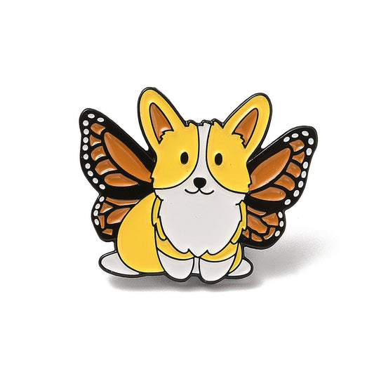 Corgi butterfly enamel pin