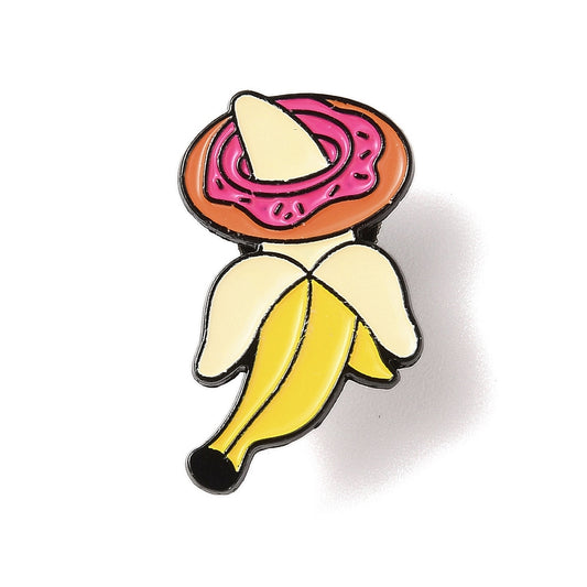 Banana donut enamel pin