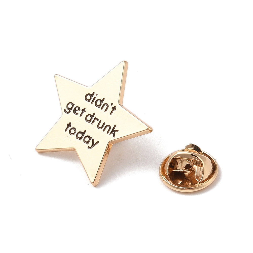 Gold star 'didn't get drunk today' enamel pin