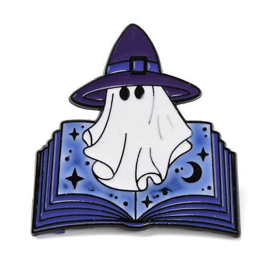 Ghost book enamel pin