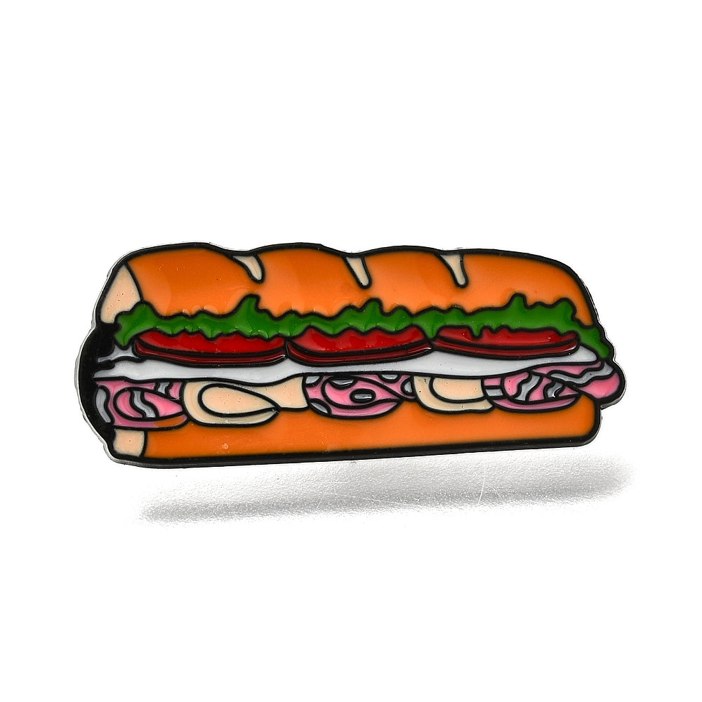 Long sandwich enamel pin