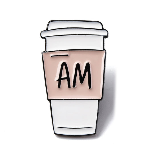 'AM' coffee cup enamel pin