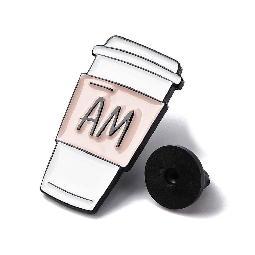 'AM' coffee cup enamel pin