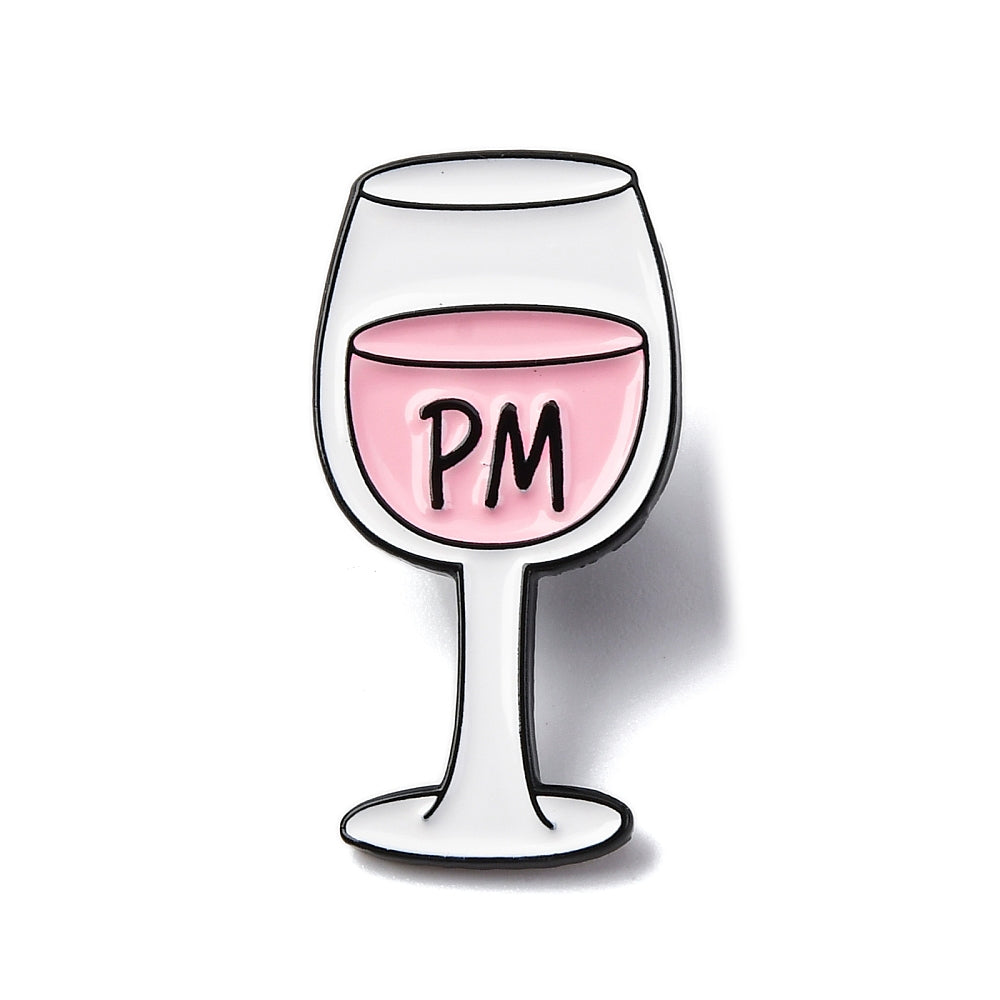 'PM' wine glass enamel pin