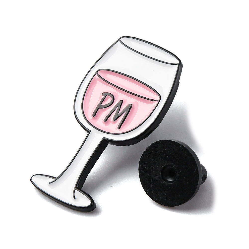 'PM' wine glass enamel pin