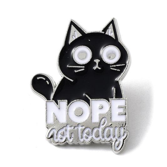 'Nope not today' cat enamel pin