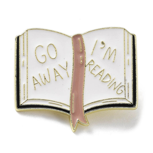 'Go away I'm reading' enamel pin