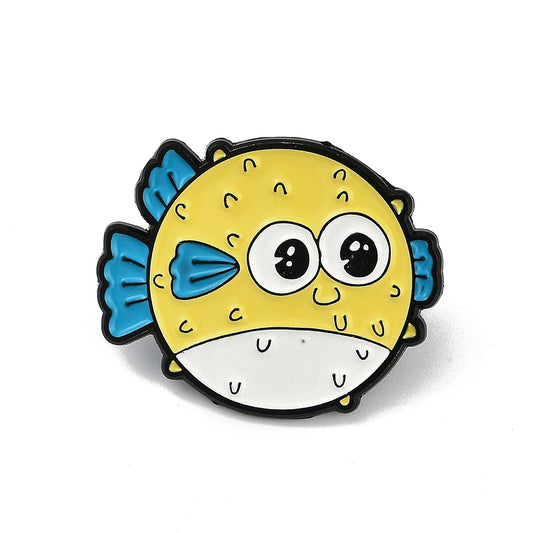 Puffer fish enamel pin