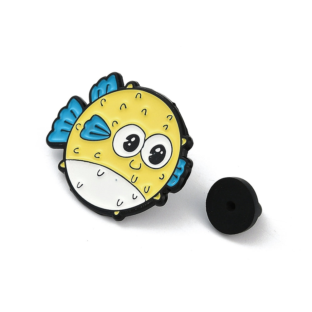 Puffer fish enamel pin