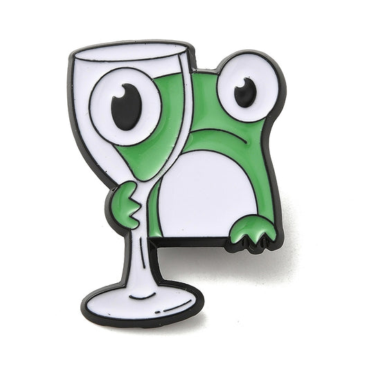 Frog wine enamel pin