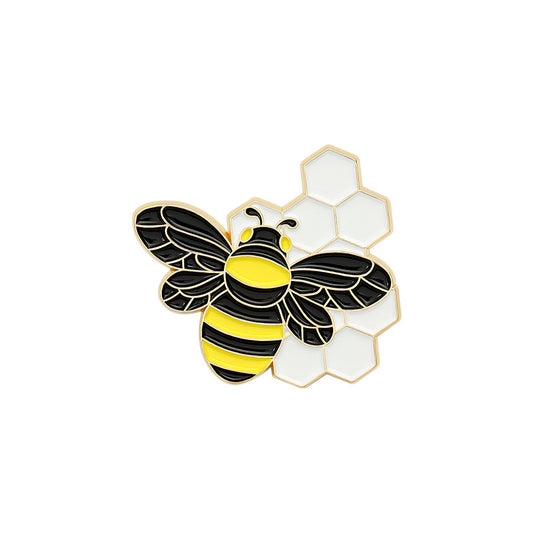 Bee with honeycomb enamel pin