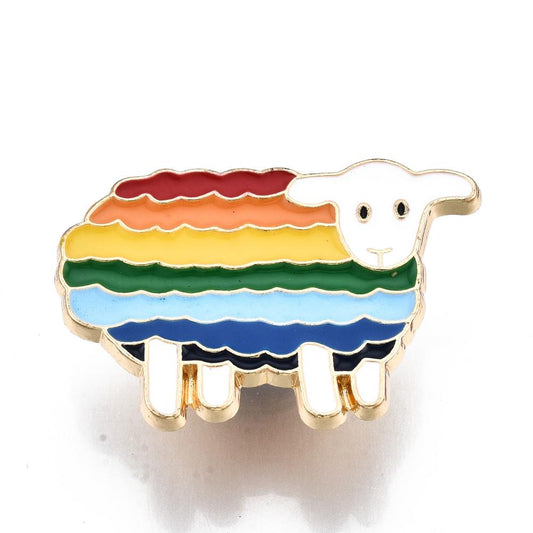 Rainbow sheep enamel pin