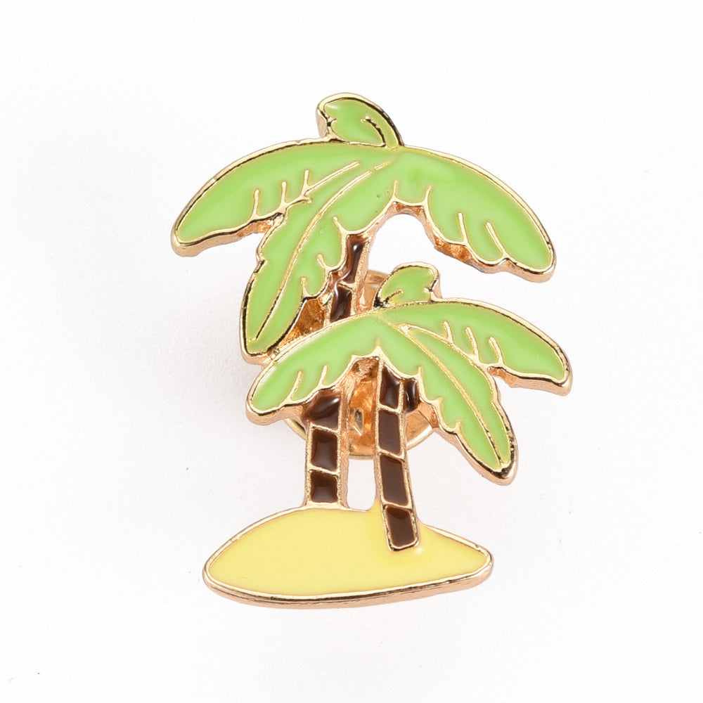 Palm tree island enamel pin