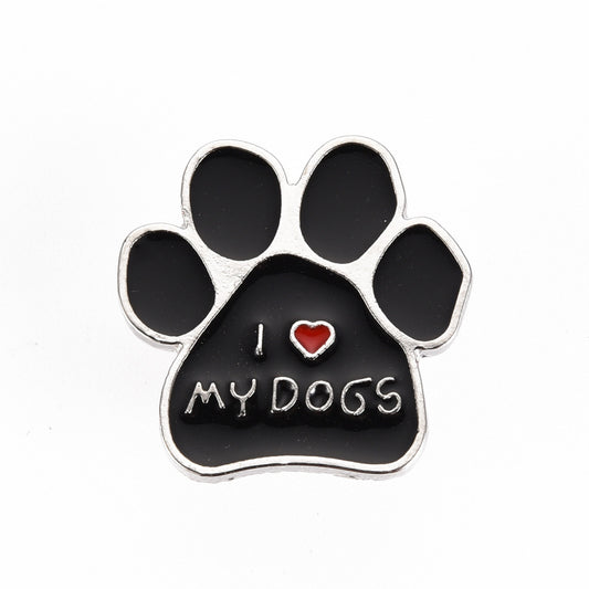 'I heart my dogs' paw print enamel pin