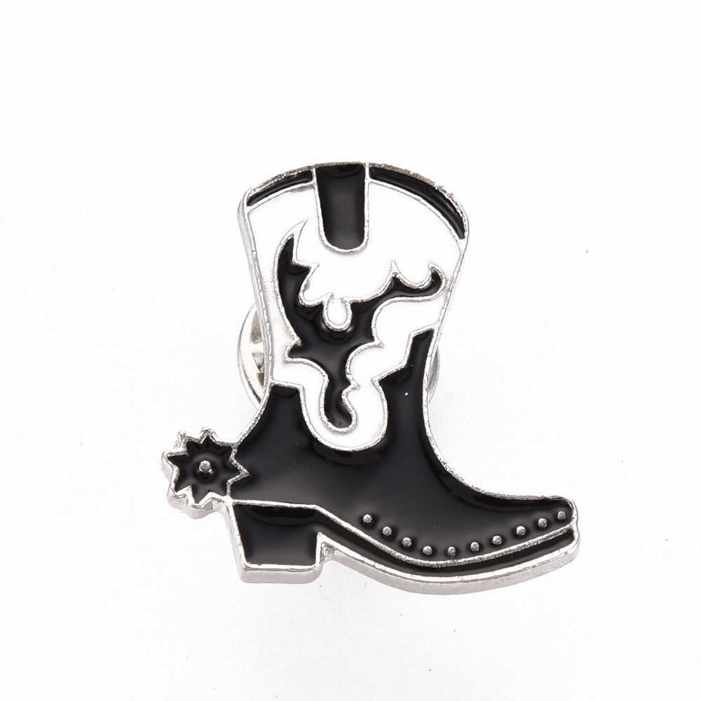 Black cowboy boot enamel pin