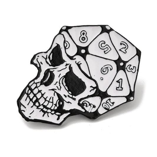 Skull die enamel pin