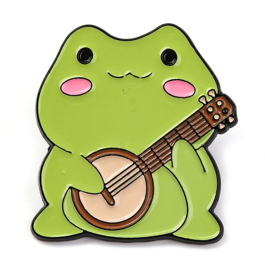 Frog banjo enamel pin