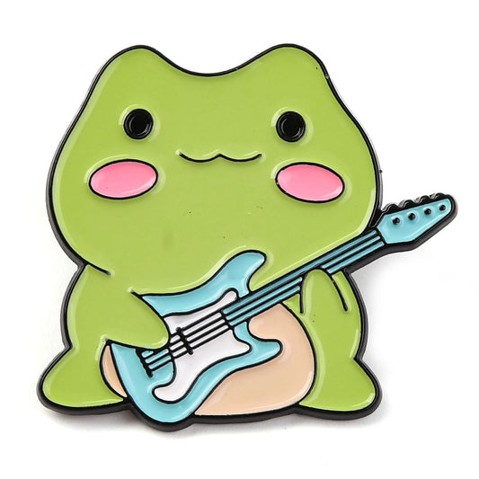 Frog guitar enamel pin